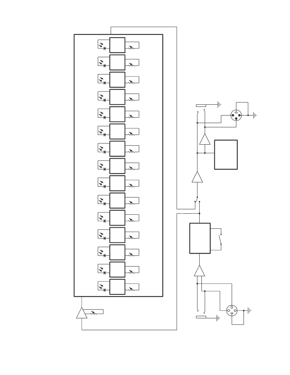 Q 215fx block diagram, 1/3 oct a ve fil ters, 40 hz | Led output meter | Peavey Q 215FX User Manual | Page 7 / 20