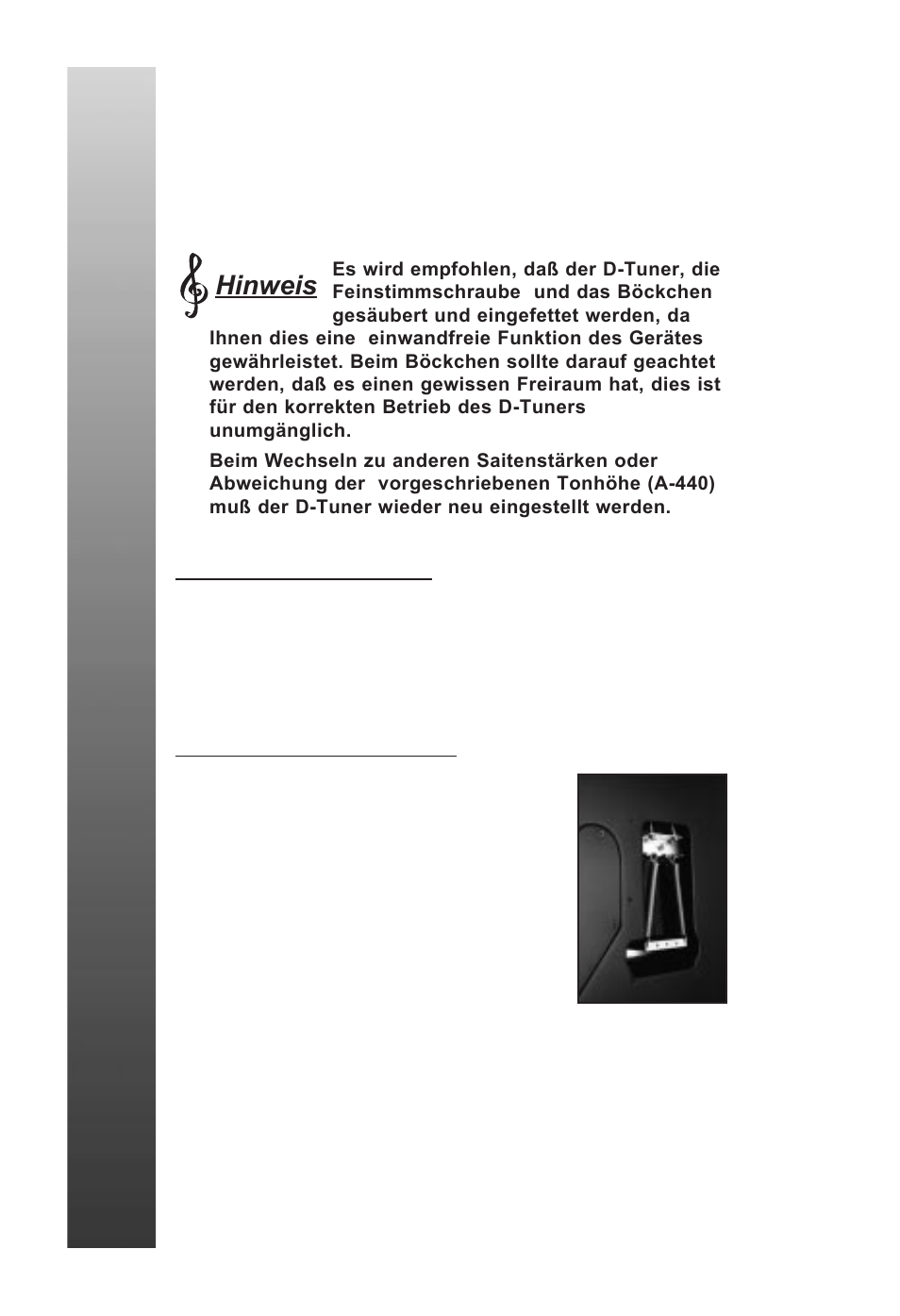 Tremolo bridge höhe, Tremolo federspannung, Hinweis | Peavey EVH Wolfgang User Manual | Page 44 / 56