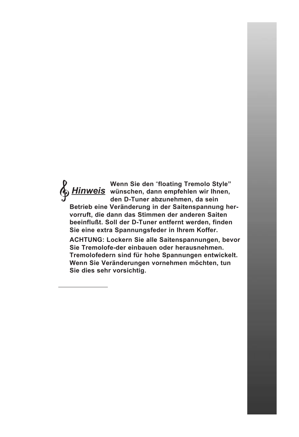 Tremolo-arm, Hinweis | Peavey EVH Wolfgang User Manual | Page 45 / 56