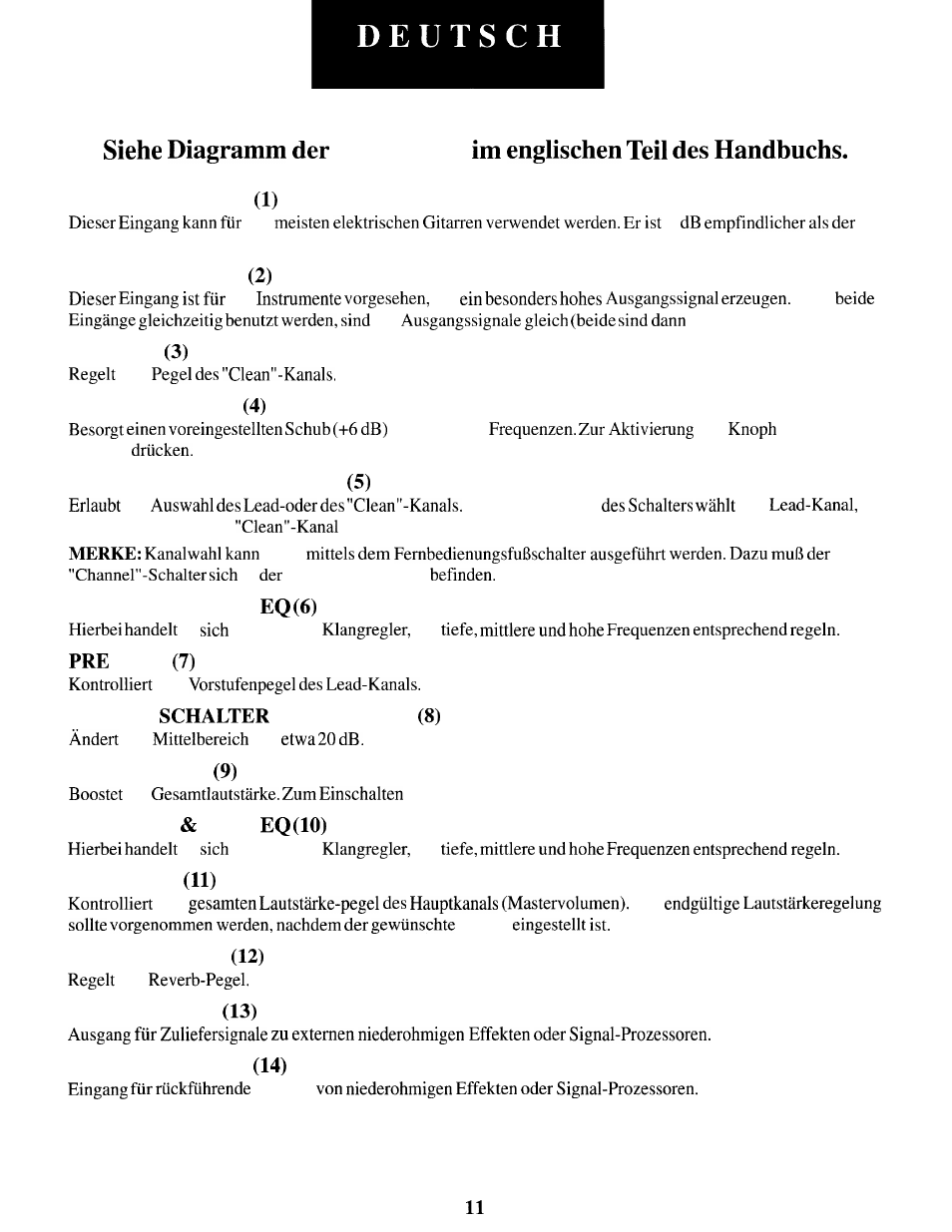 Frontplatte | Peavey Express 112 S User Manual | Page 11 / 16