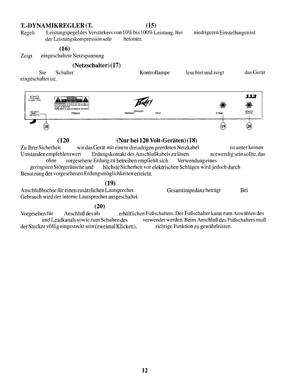 Peavey Express 112 S User Manual | Page 12 / 16