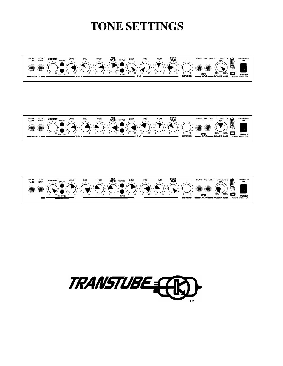 Clean metal, Jazz medium distortion, Clean dirty blues blues | Peavey Express 112 S User Manual | Page 6 / 16