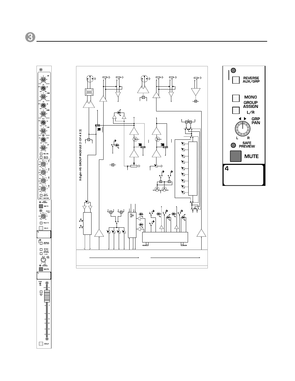 Group hs module, X-eight owner’s manual, Module panel block diagram | P. 50 | Peavey X-Eight HS User Manual | Page 50 / 144