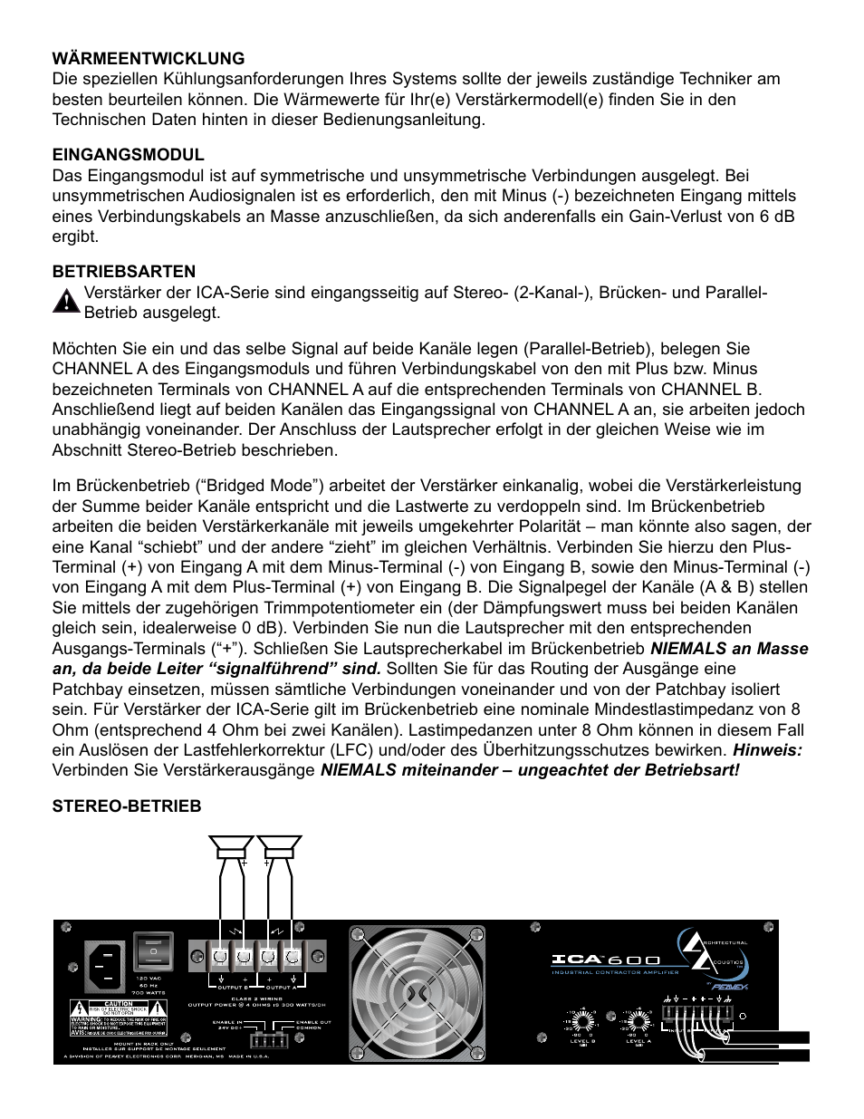 Peavey ICA 600 User Manual | Page 50 / 64