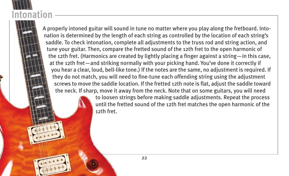 Intonation, Neck and truss rod | Peavey humbucker model User Manual | Page 22 / 32