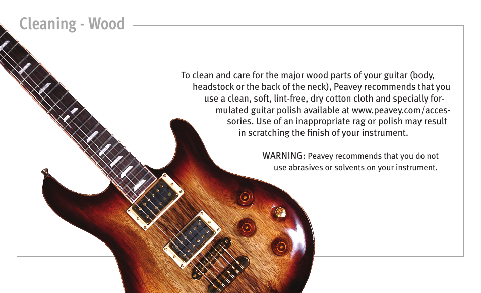 Cleaning - wood | Peavey humbucker model User Manual | Page 6 / 32
