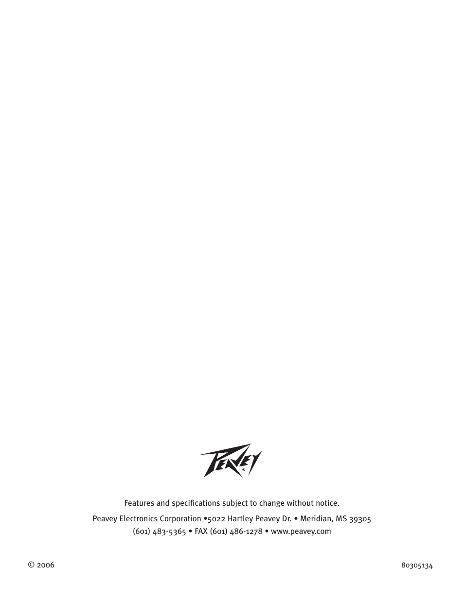 Peavey TourTM Series User Manual | Page 16 / 16