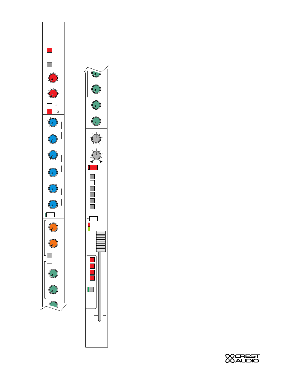 Gt stereo input module, 48v phantom power switch, Line switch | Xlr pad switch, L gain & r gain controls, 80hz high pass switch, Polarity reverse switch, Three-band equalizer controls, Eq in switch, Aux level 1•3 / 2•4 | Peavey GT User Manual | Page 16 / 46