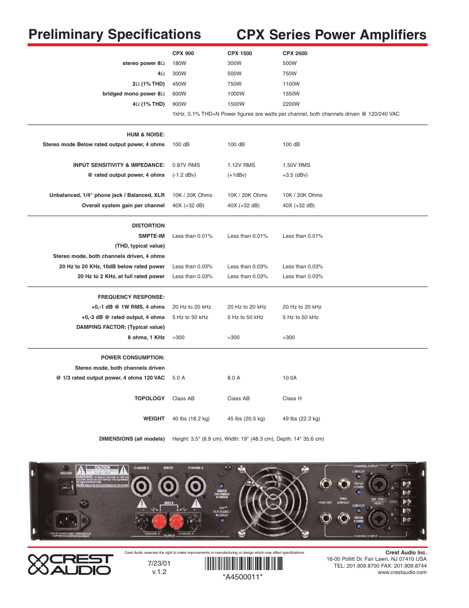 Peavey CPX 1500 User Manual | Page 2 / 2