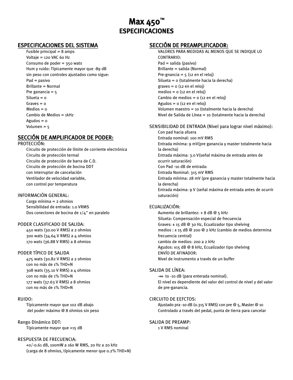 Peavey Max 450 User Manual | Page 15 / 28