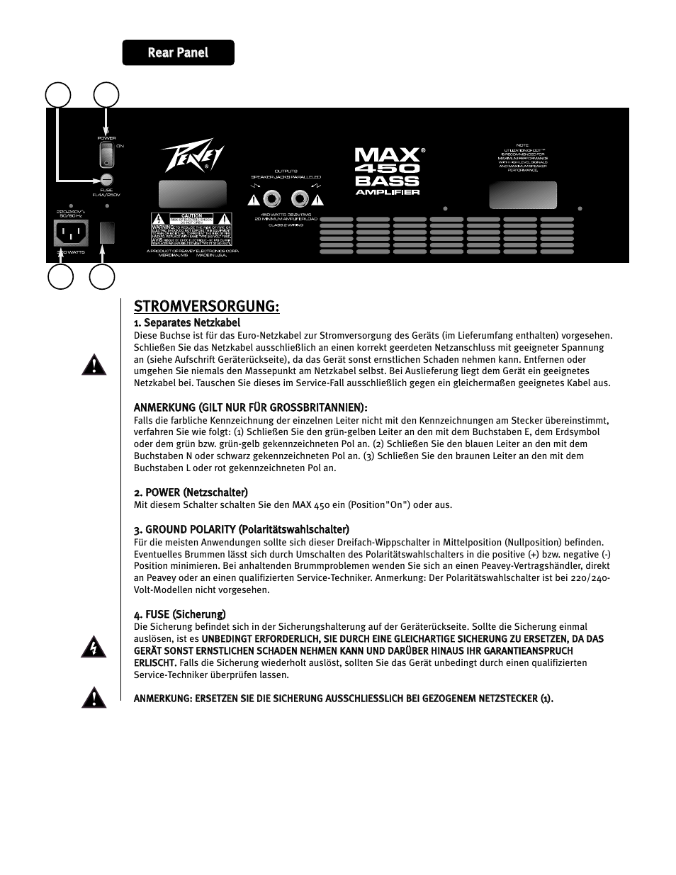 Sst tr ro om mv ve er rs so or rg gu un ng g | Peavey Max 450 User Manual | Page 23 / 28