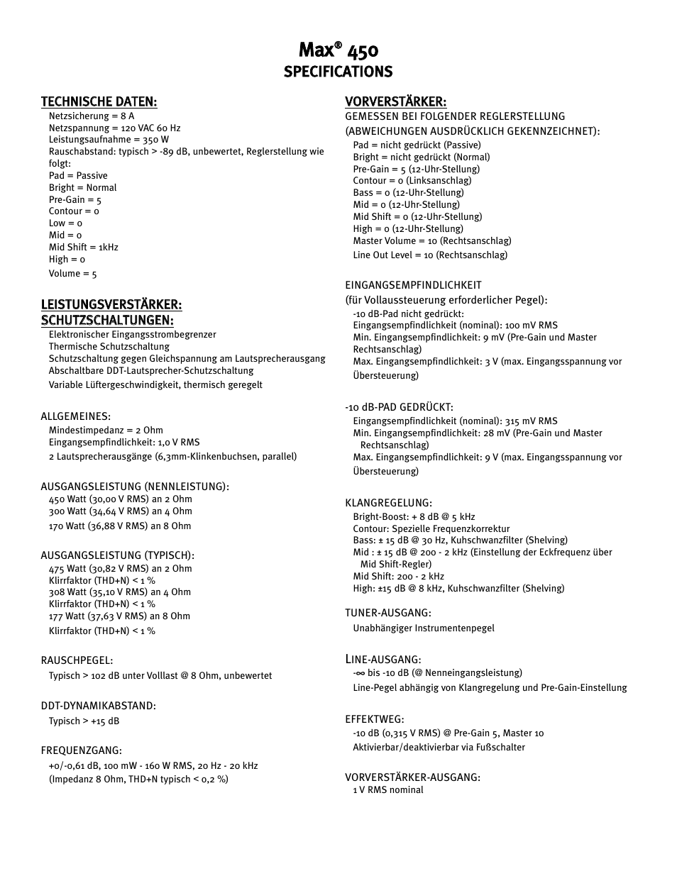 Mma ax x | Peavey Max 450 User Manual | Page 26 / 28
