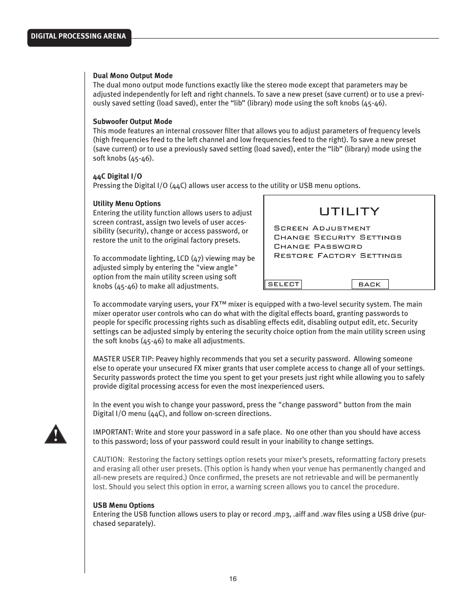 Peavey FX Mixer Series User Manual | Page 16 / 28