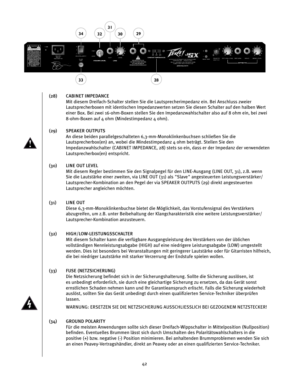 Peavey JSX 212 User Manual | Page 42 / 48