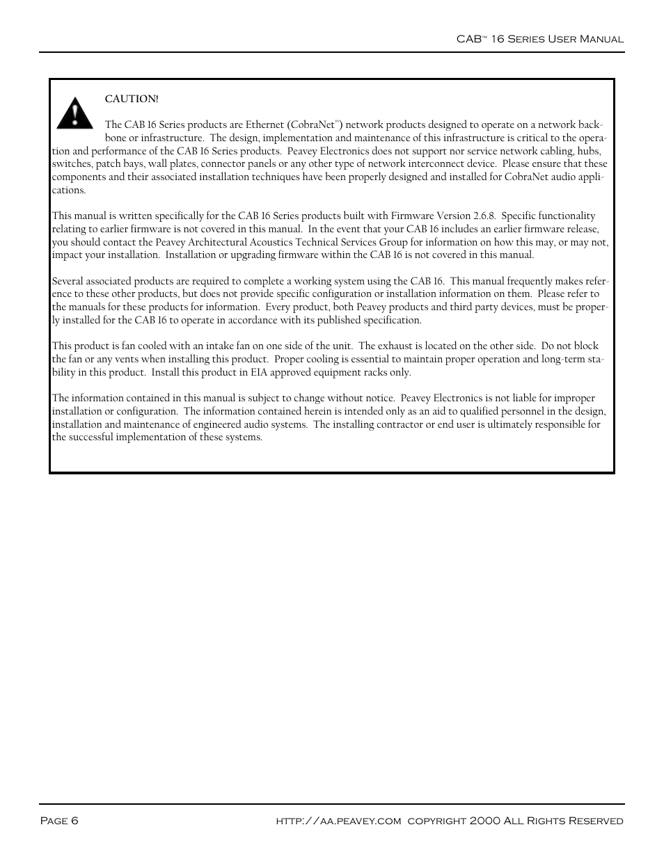 Peavey COBRANET AUDIO BRIDGE CAB 16D User Manual | Page 6 / 41
