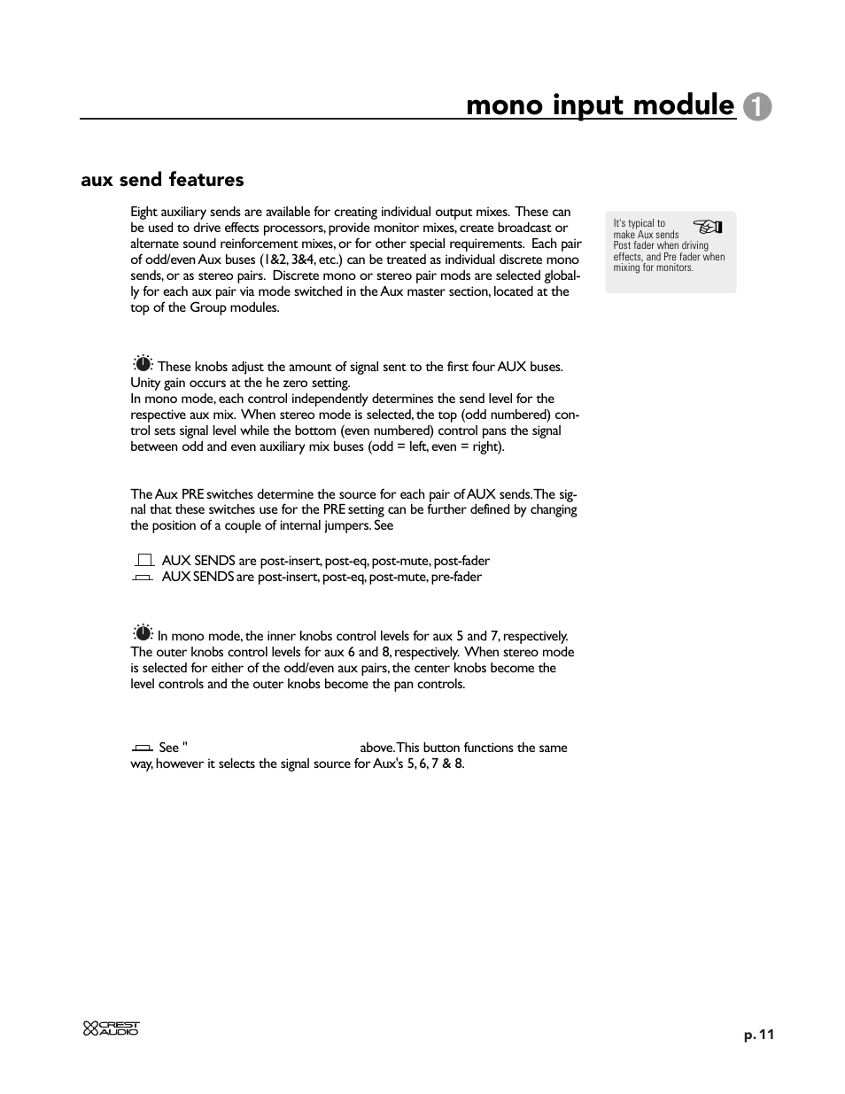 Mono input module | Peavey X-VCA User Manual | Page 11 / 142