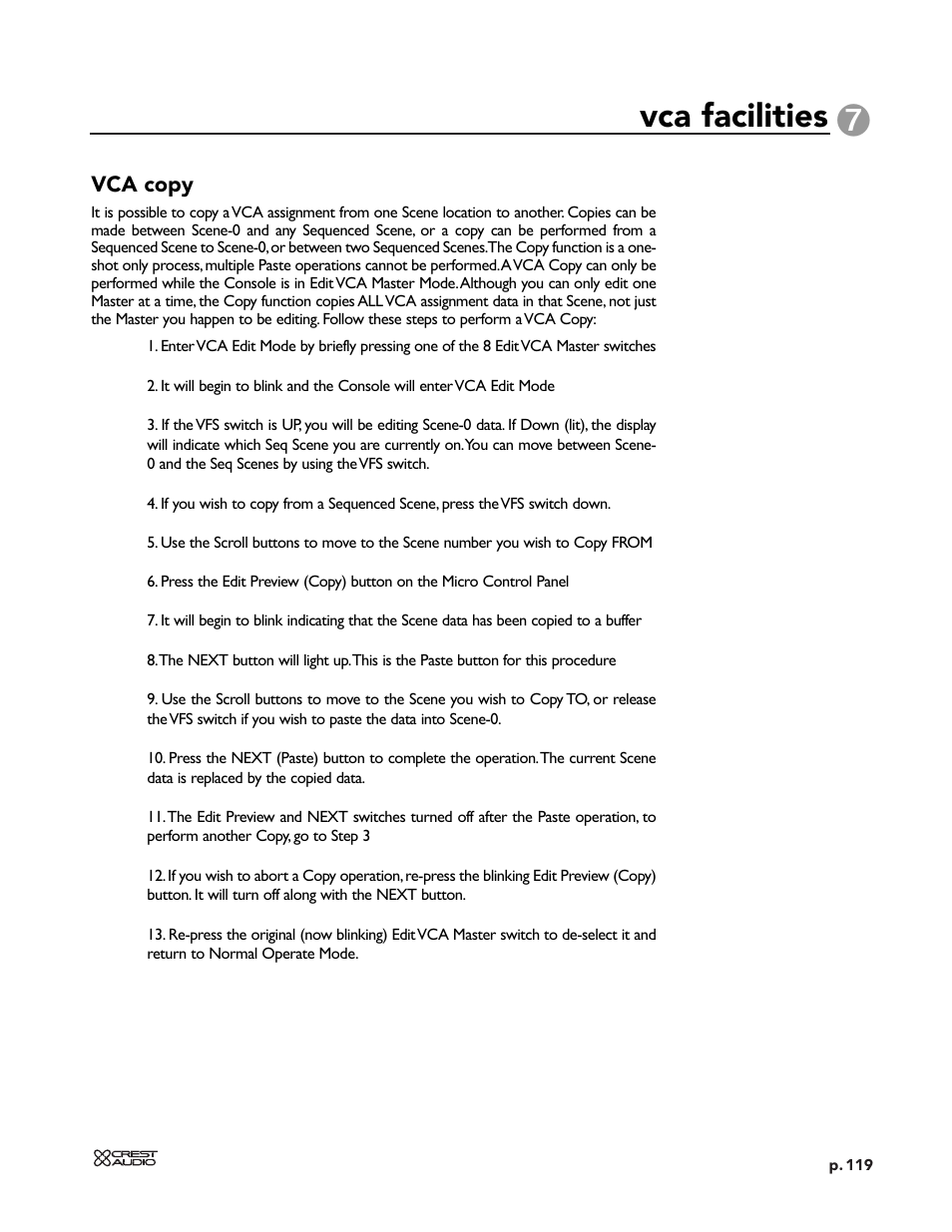 Vca facilities | Peavey X-VCA User Manual | Page 119 / 142