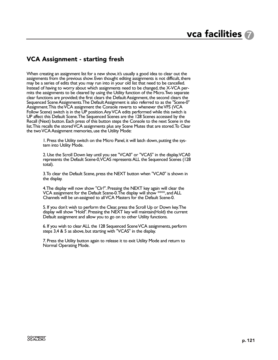 Vca facilities | Peavey X-VCA User Manual | Page 121 / 142