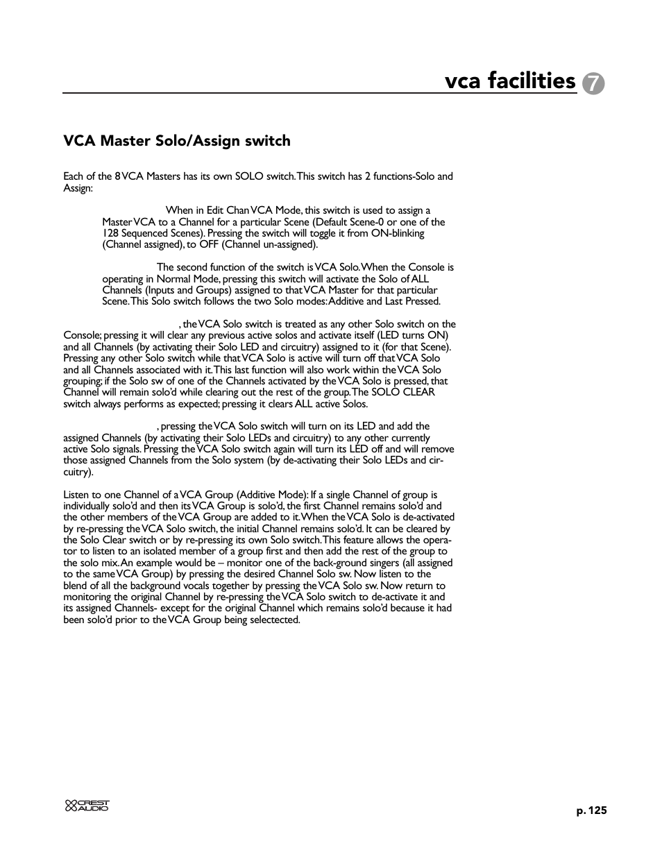 Vca facilities | Peavey X-VCA User Manual | Page 125 / 142