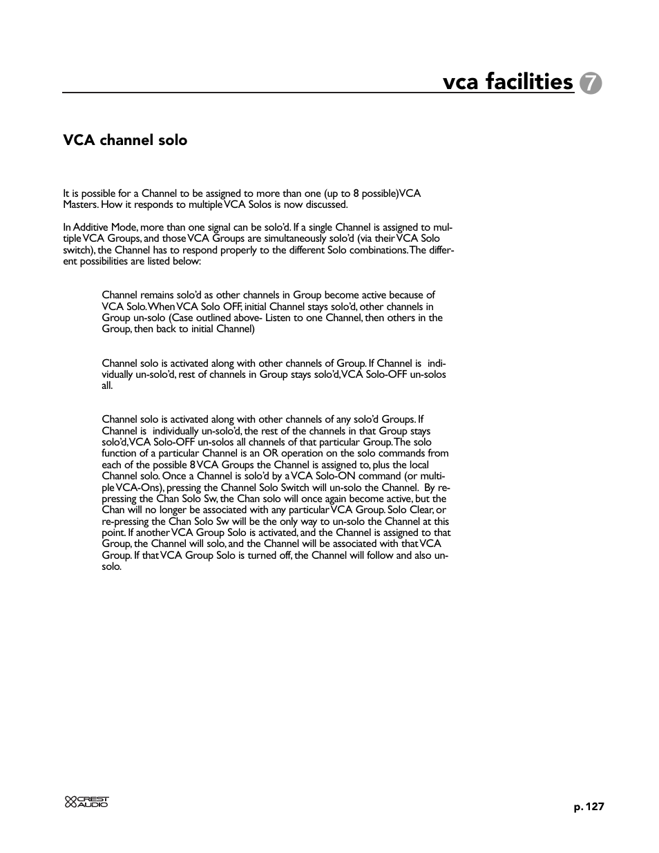 Vca facilities | Peavey X-VCA User Manual | Page 127 / 142