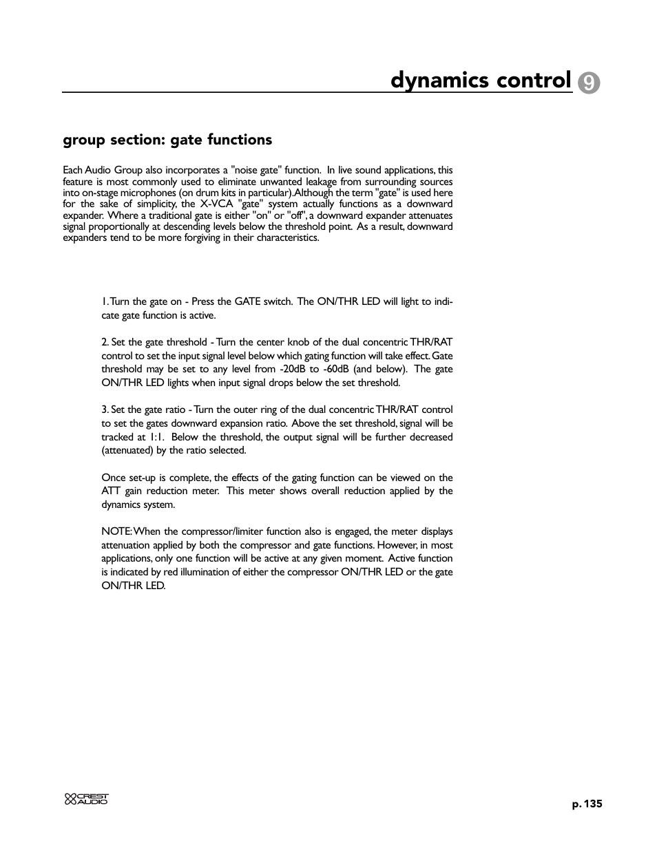 Dynamics control | Peavey X-VCA User Manual | Page 135 / 142