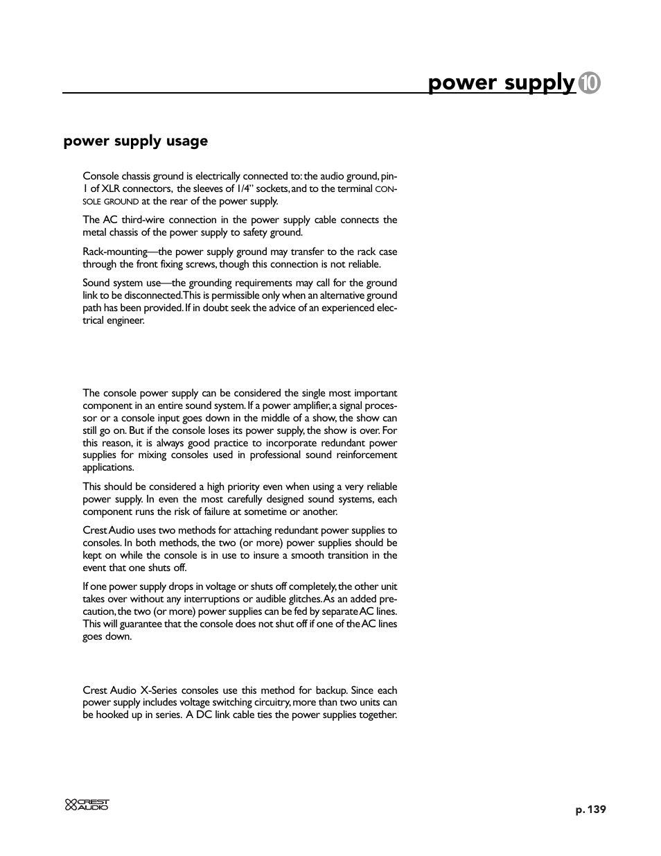 Power supply | Peavey X-VCA User Manual | Page 139 / 142