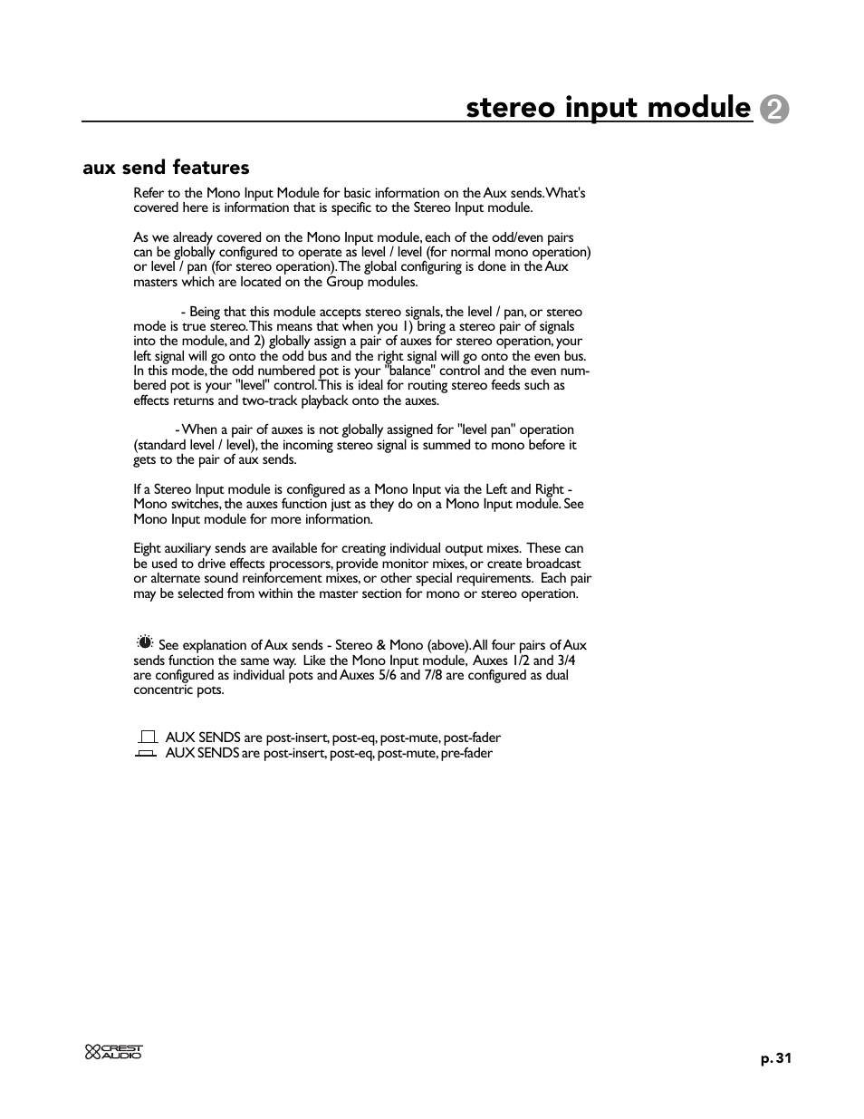Stereo input module | Peavey X-VCA User Manual | Page 31 / 142