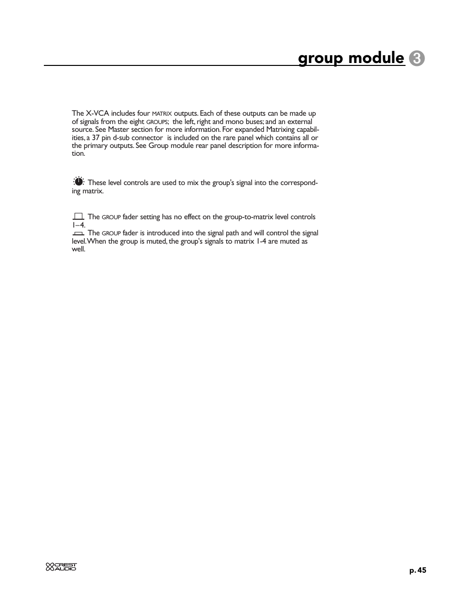 Group module | Peavey X-VCA User Manual | Page 45 / 142