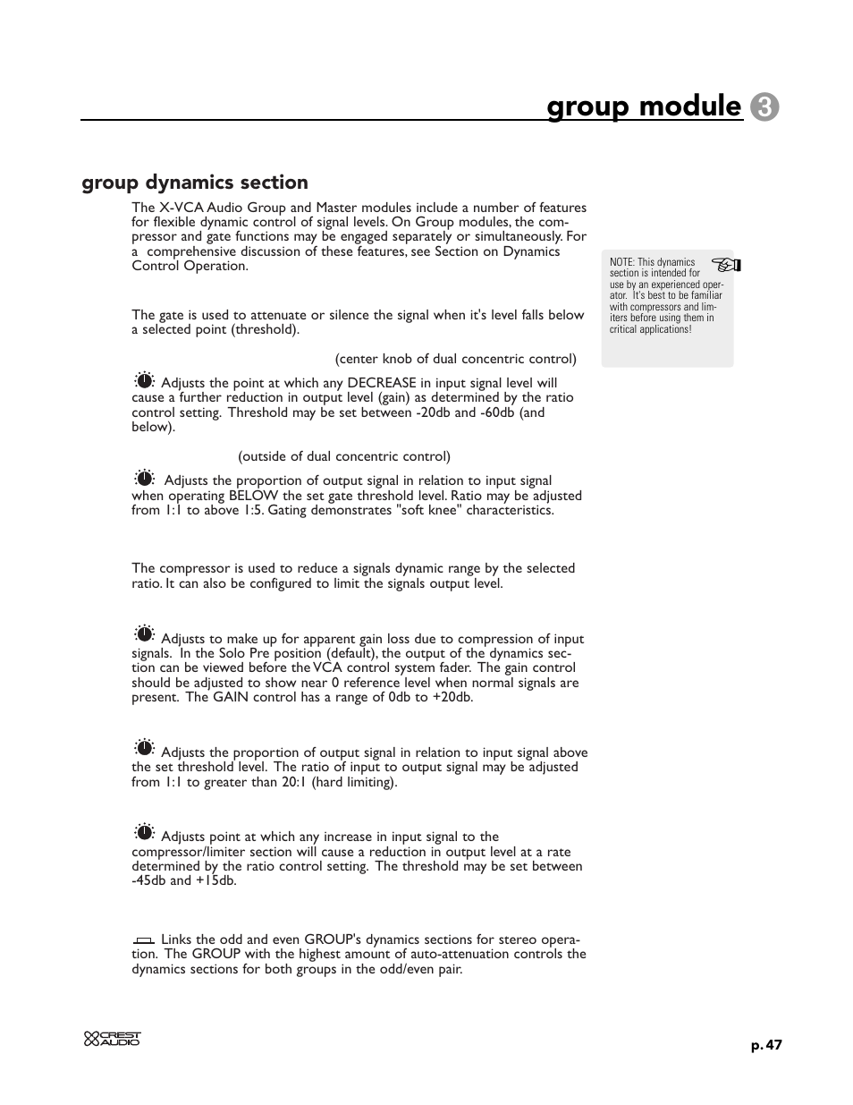 Group module | Peavey X-VCA User Manual | Page 47 / 142