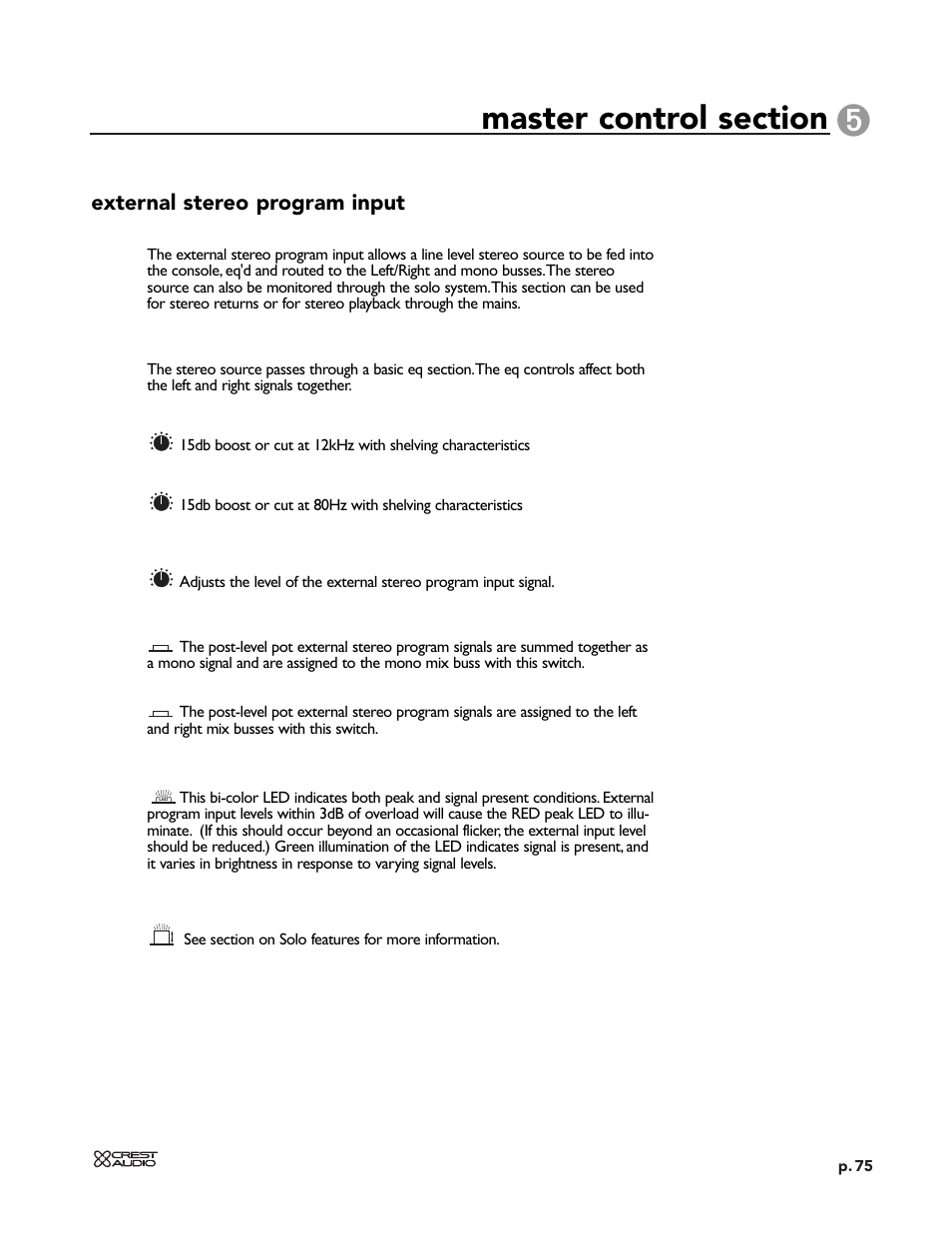 External stereo program input | Peavey X-VCA User Manual | Page 75 / 142