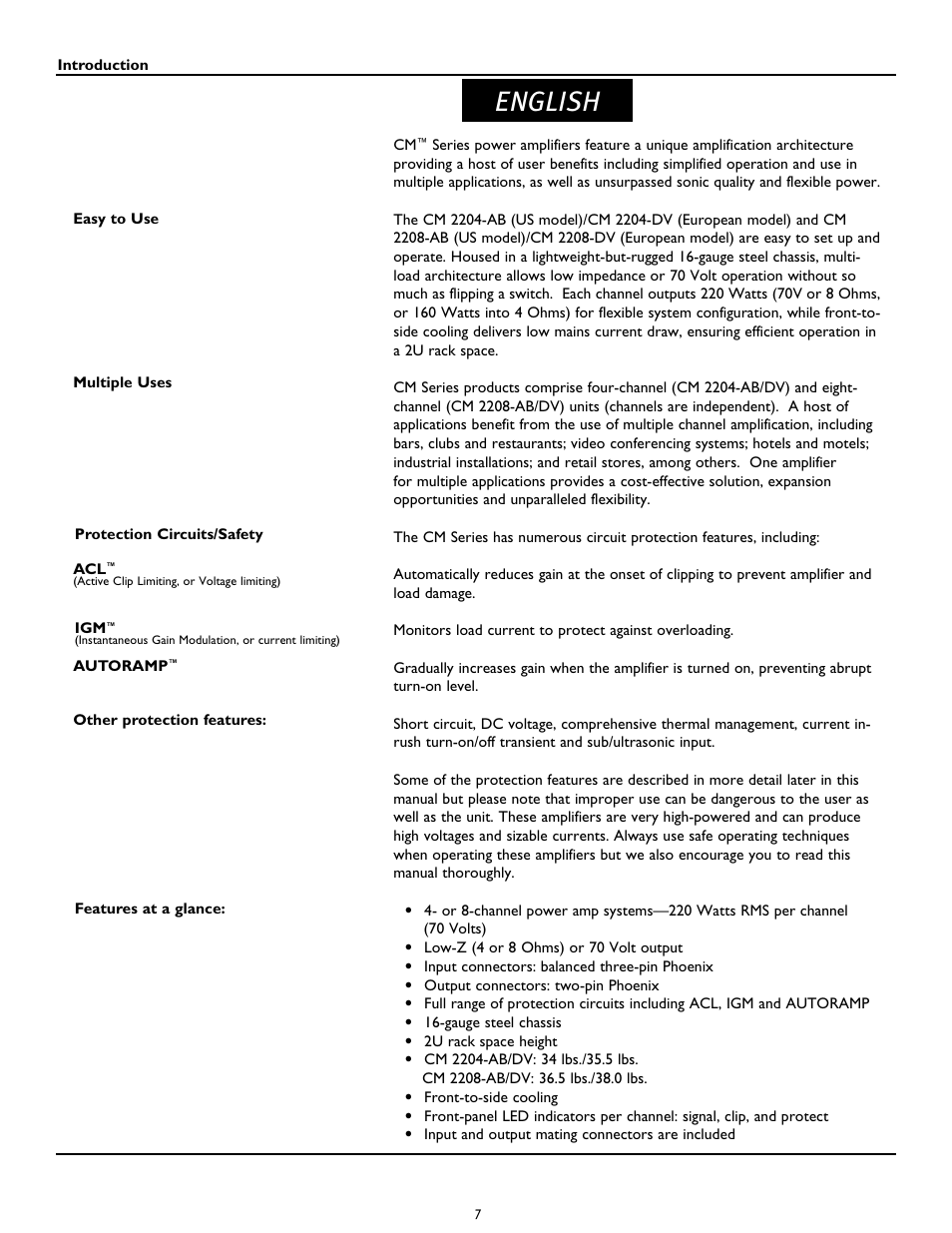 English | Peavey CM2204 User Manual | Page 7 / 64