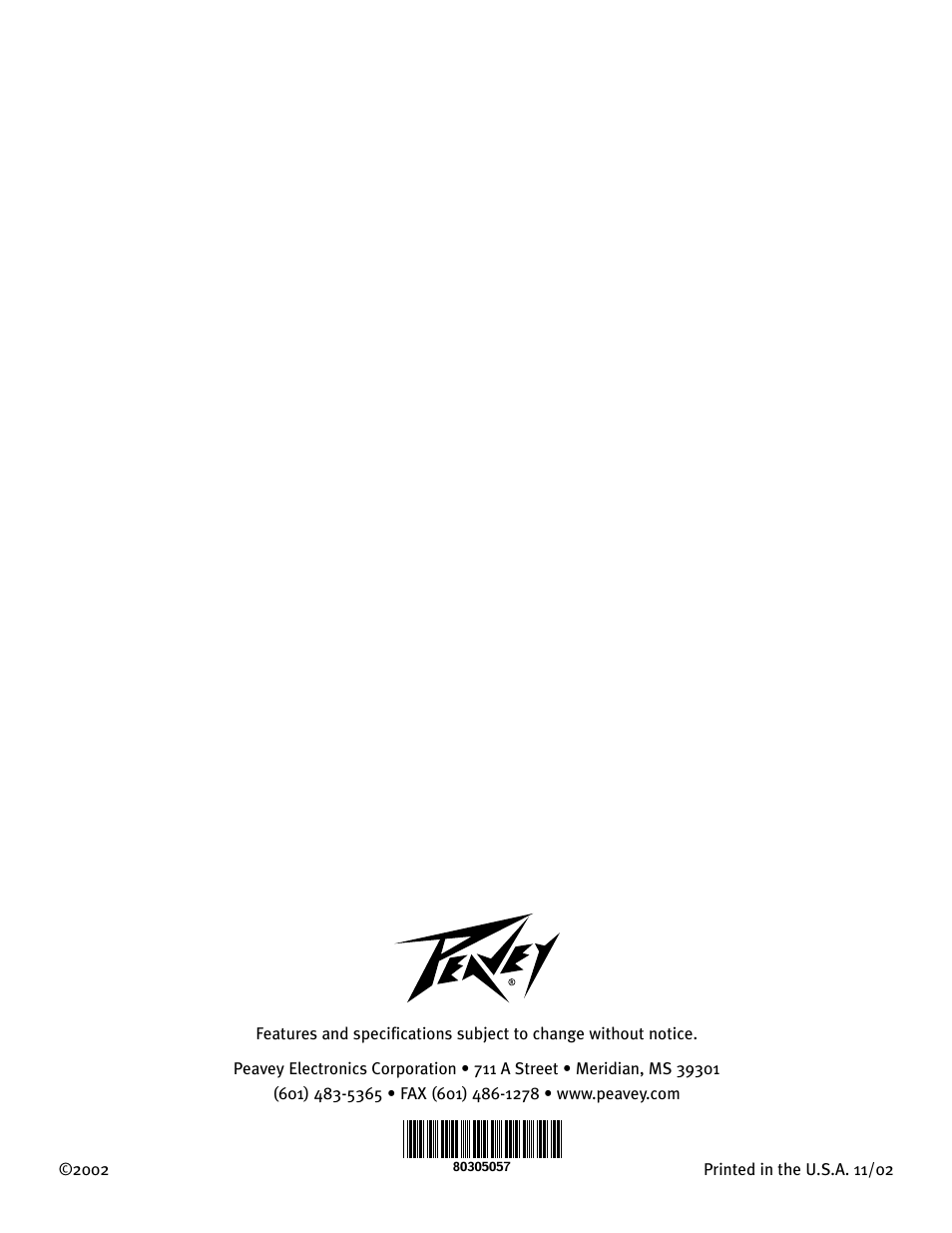 Peavey 0280305057 User Manual | Page 24 / 24