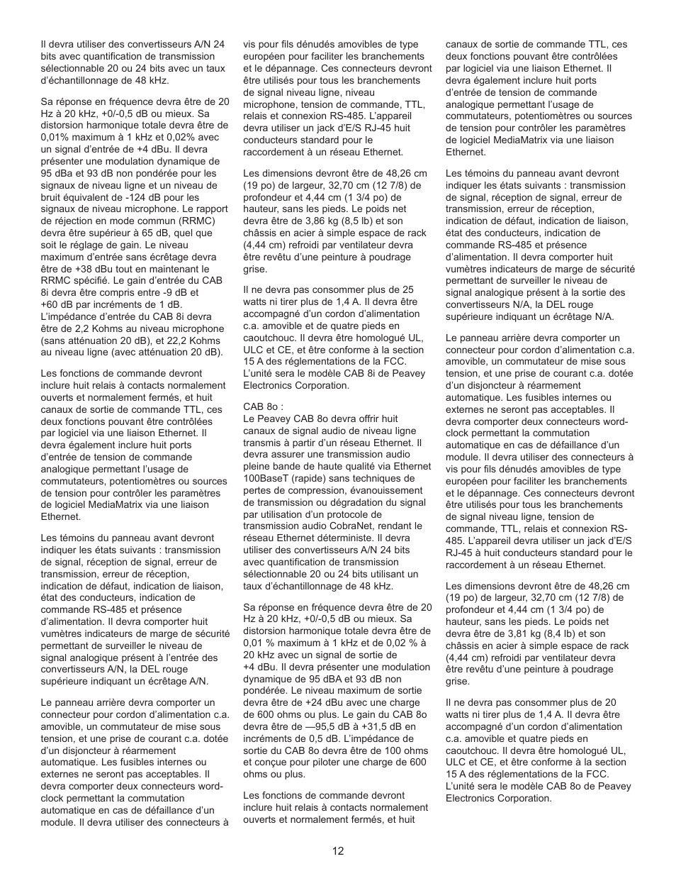 Peavey CAB 80 User Manual | Page 12 / 16