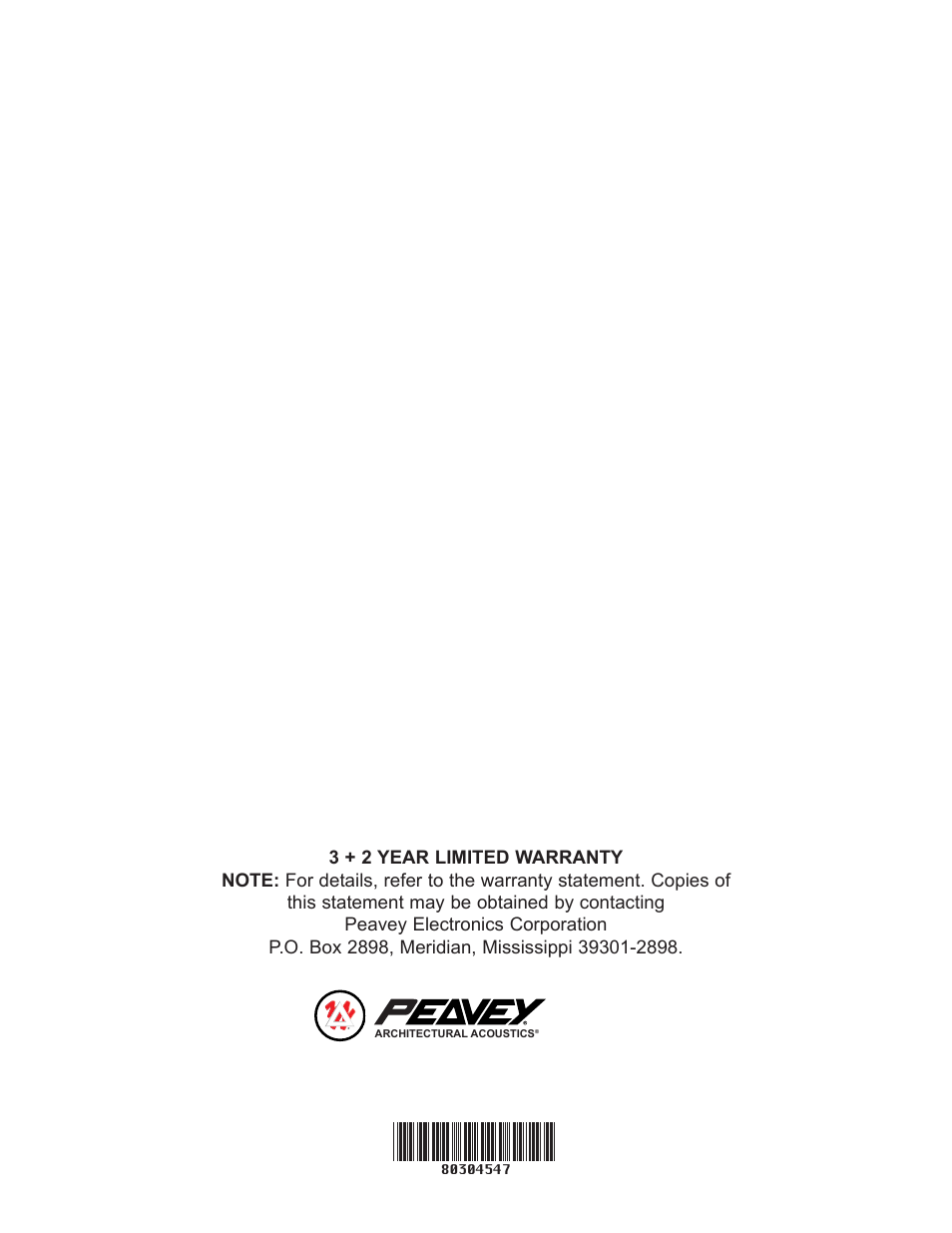 Peavey CAB 80 User Manual | Page 16 / 16