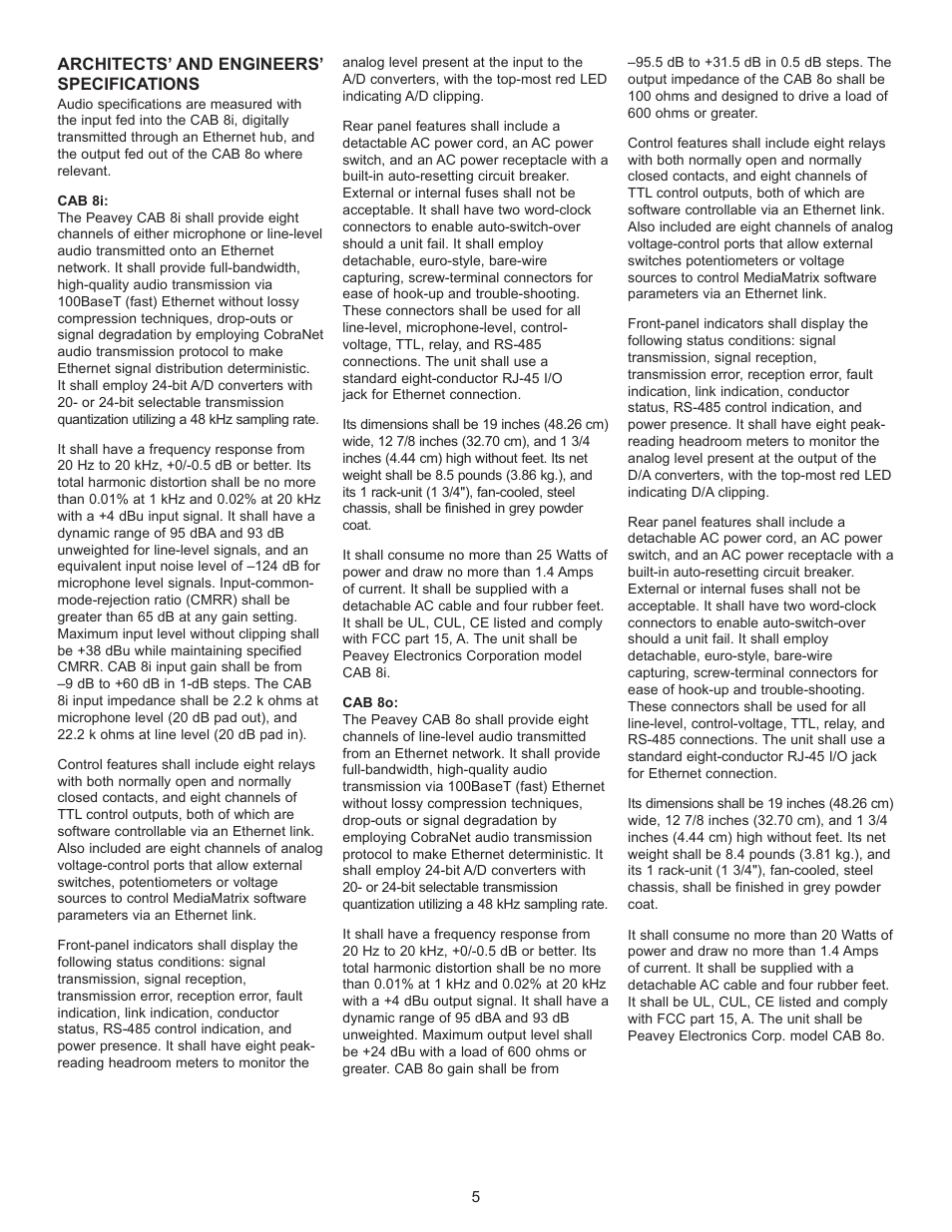 Peavey CAB 80 User Manual | Page 5 / 16