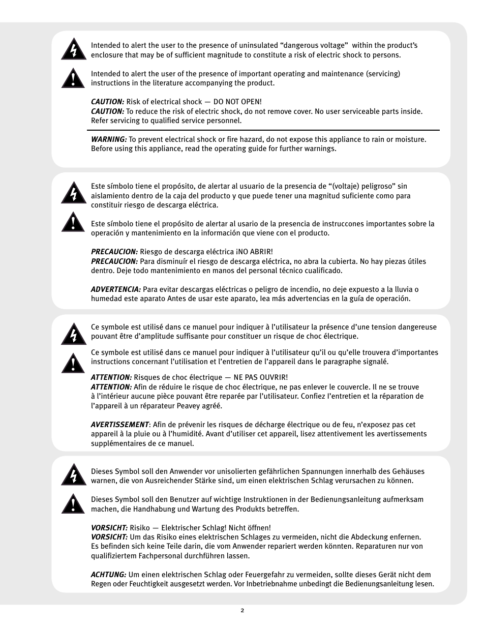 Peavey Q User Manual | Page 2 / 11