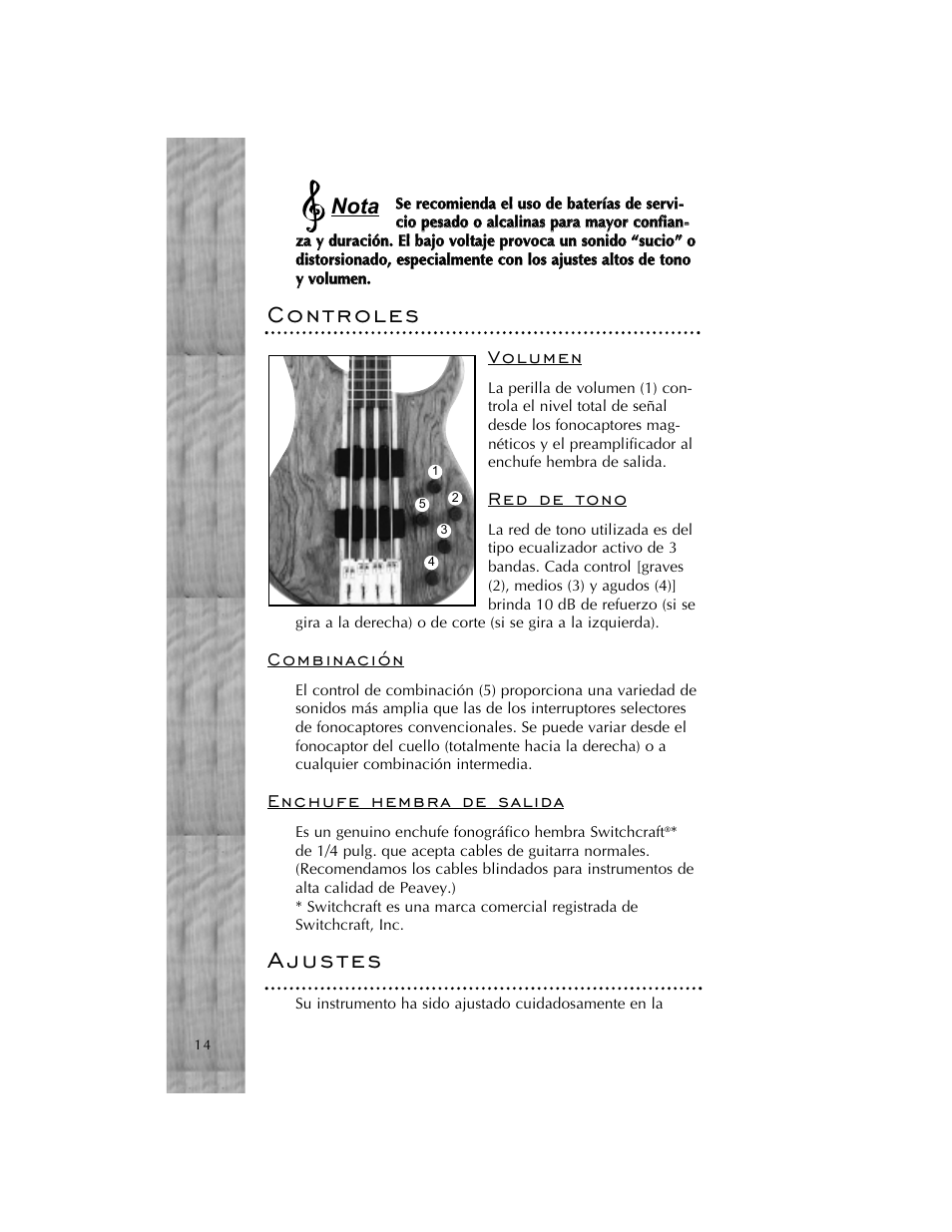 Nota | Peavey Cirrus User Manual | Page 14 / 40
