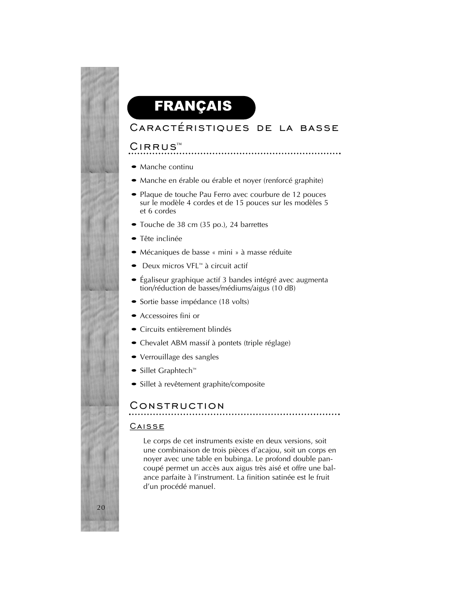 Français | Peavey Cirrus User Manual | Page 20 / 40