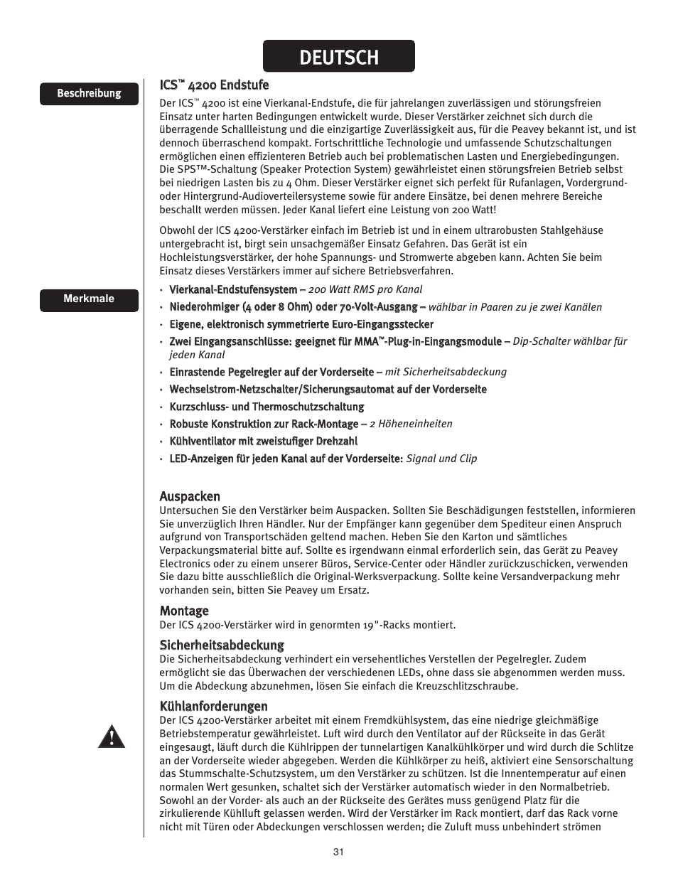 Dde eu ut ts sc ch h | Peavey ICS 4200 User Manual | Page 31 / 56
