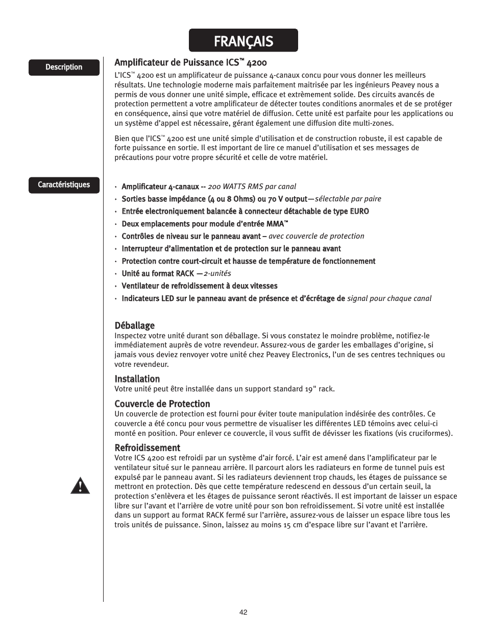 Ffr ra an nç ça aiis s | Peavey ICS 4200 User Manual | Page 42 / 56