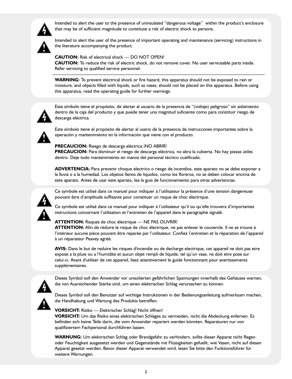 Peavey Triple 40/EFX User Manual | Page 2 / 44
