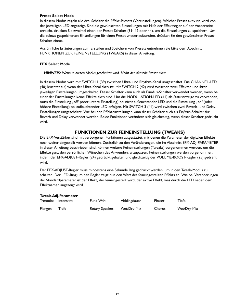 Peavey Triple 40/EFX User Manual | Page 39 / 44