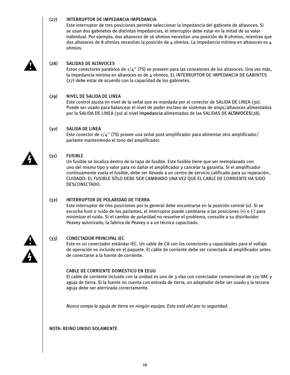 Peavey JSX Joe Satriani Signature All-Tube Amplifier User Manual | Page 16 / 36