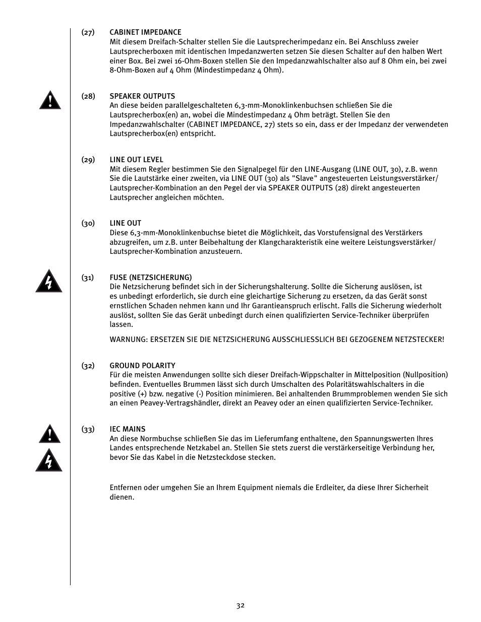 Peavey JSX Joe Satriani Signature All-Tube Amplifier User Manual | Page 32 / 36