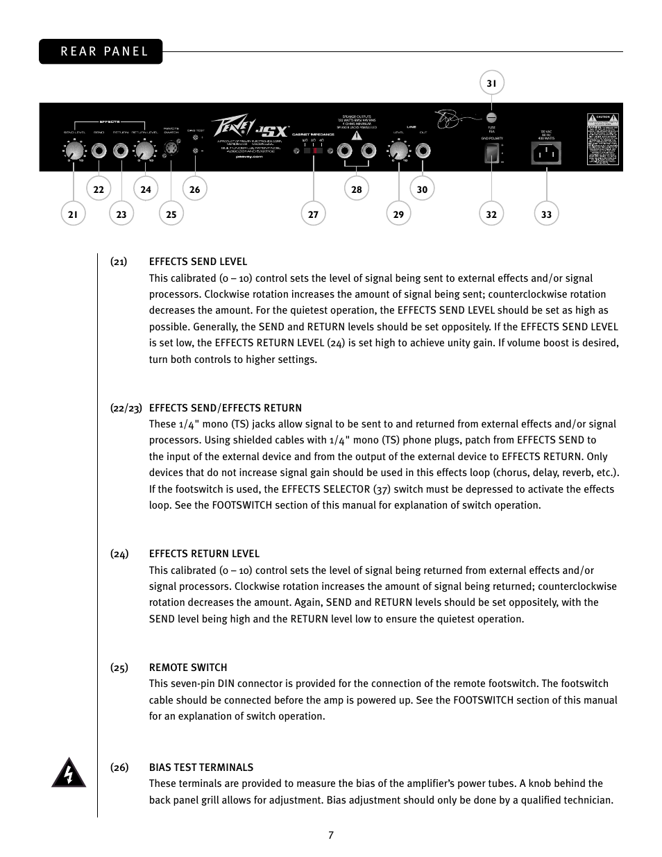 Peavey JSX Joe Satriani Signature All-Tube Amplifier User Manual | Page 7 / 36