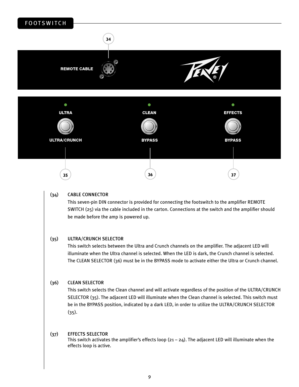 Peavey JSX Joe Satriani Signature All-Tube Amplifier User Manual | Page 9 / 36