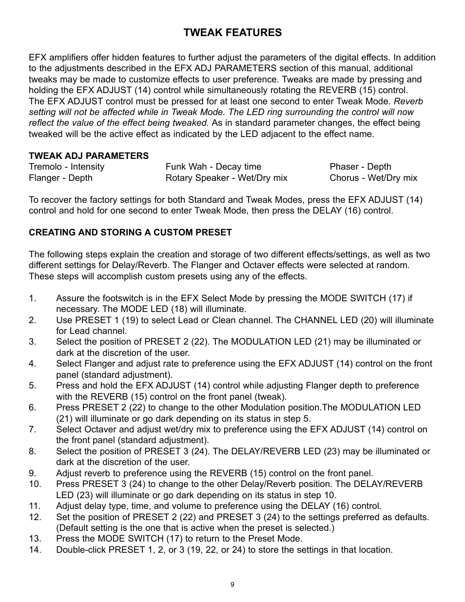 Peavey 258 EFX User Manual | Page 9 / 36