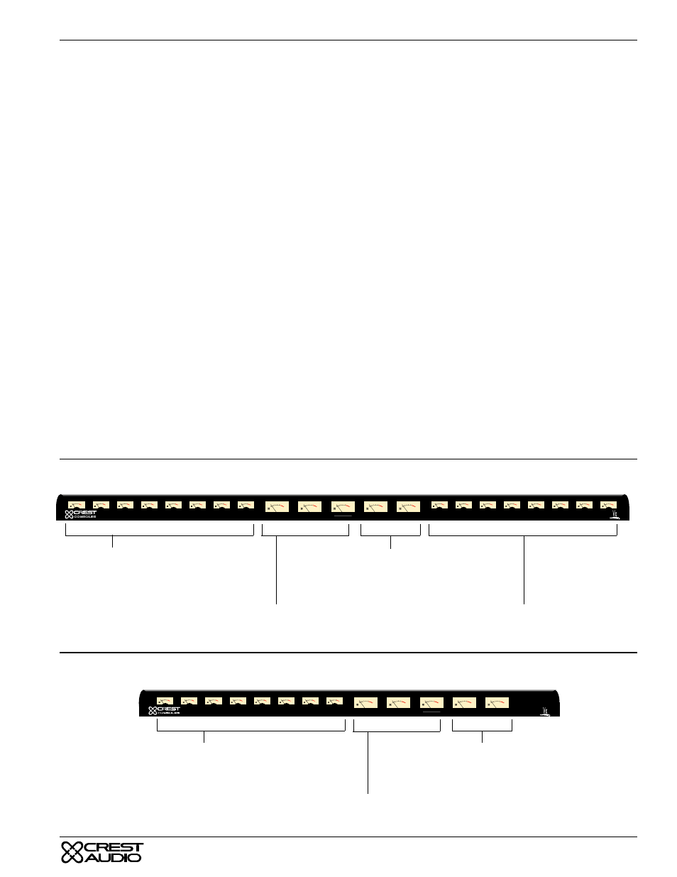 Aux mute group switch w/led, Vx meter bridge - 52 & 64 frame models, Group meters | Aux meters, Solo l & solo r meters, Left, right & center/mono meters, Vx meter bridge - 44 frame model | Peavey Century Series User Manual | Page 25 / 38