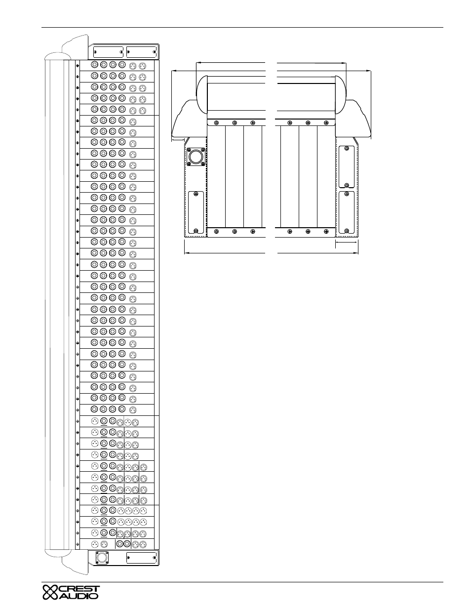 Rear views & dimensions, Entury, Eries | Ab c, Ppendix, Master, Gr oups, Ster eo inputs (optional) inputs, 5in./38mm | Peavey Century Series User Manual | Page 33 / 38