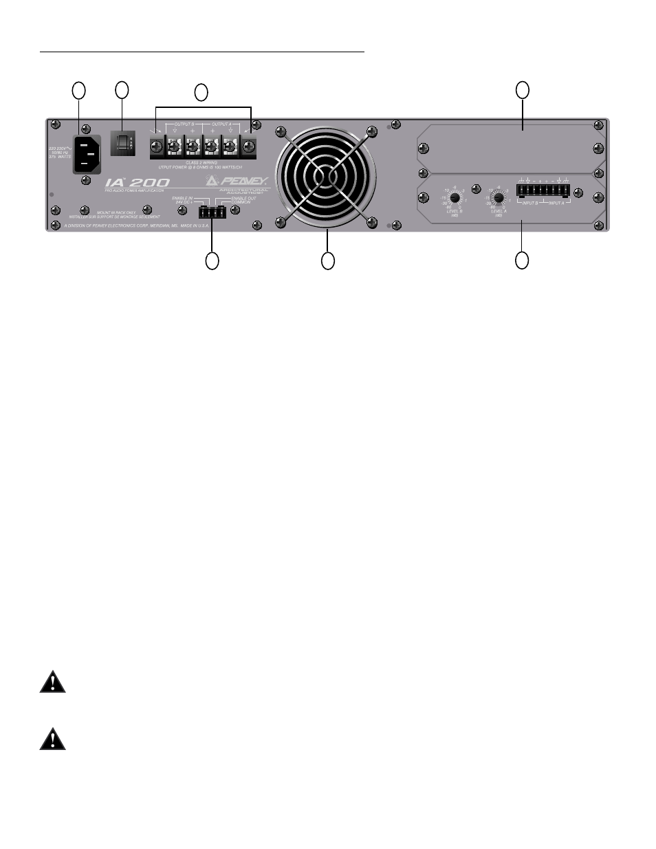 Características del panel posterior | Peavey IA 400V User Manual | Page 23 / 69